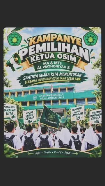Poster kampanye pemilihan Ketua OSIM MA dan MTs Al Wathoniyah 5