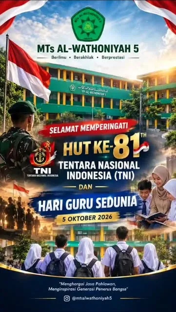 Poster peringatan HUT ke-81 TNI dan Hari Guru Sedunia, 5 Oktober 2026